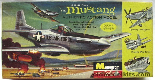 Monogram 1/32 F-51D (P-51D) Mustang Action Model - Four Star Issue, PA77-198 plastic model kit